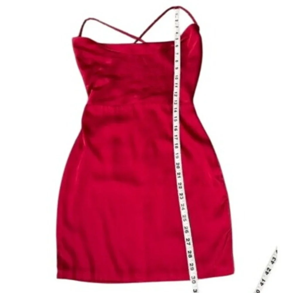 OH‎ POLLY Red Satin Cowl Neck Mini Dress UK 4 / US 0 Holiday Party - Picture 7 of 7